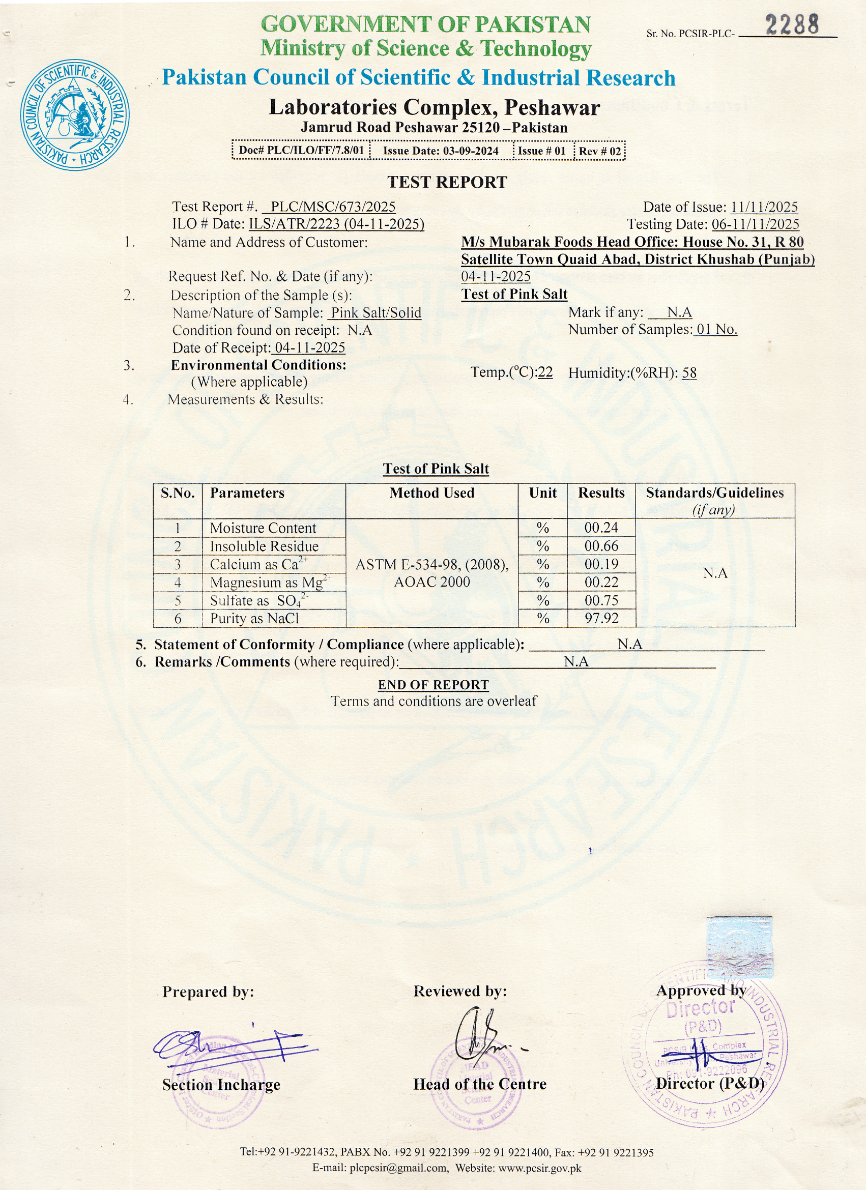 Test Report of Pink Salt