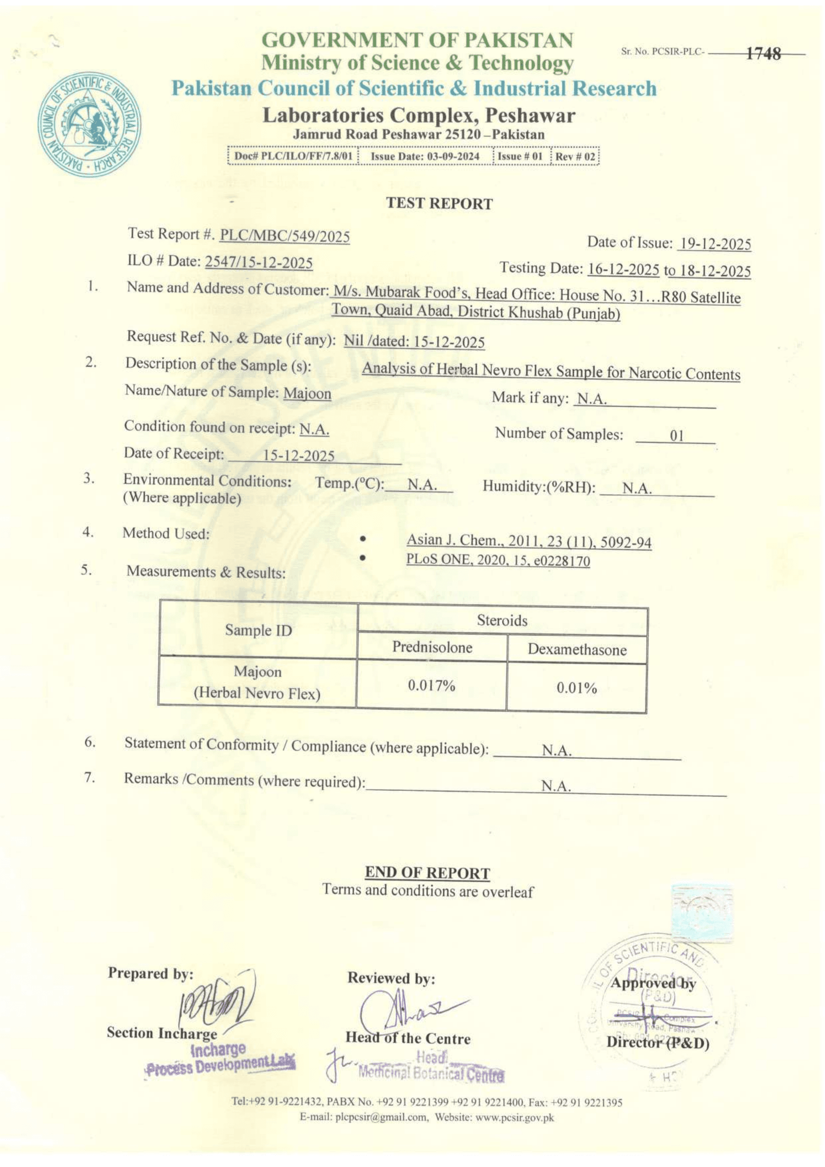 PCSIR Quality Testing Report
