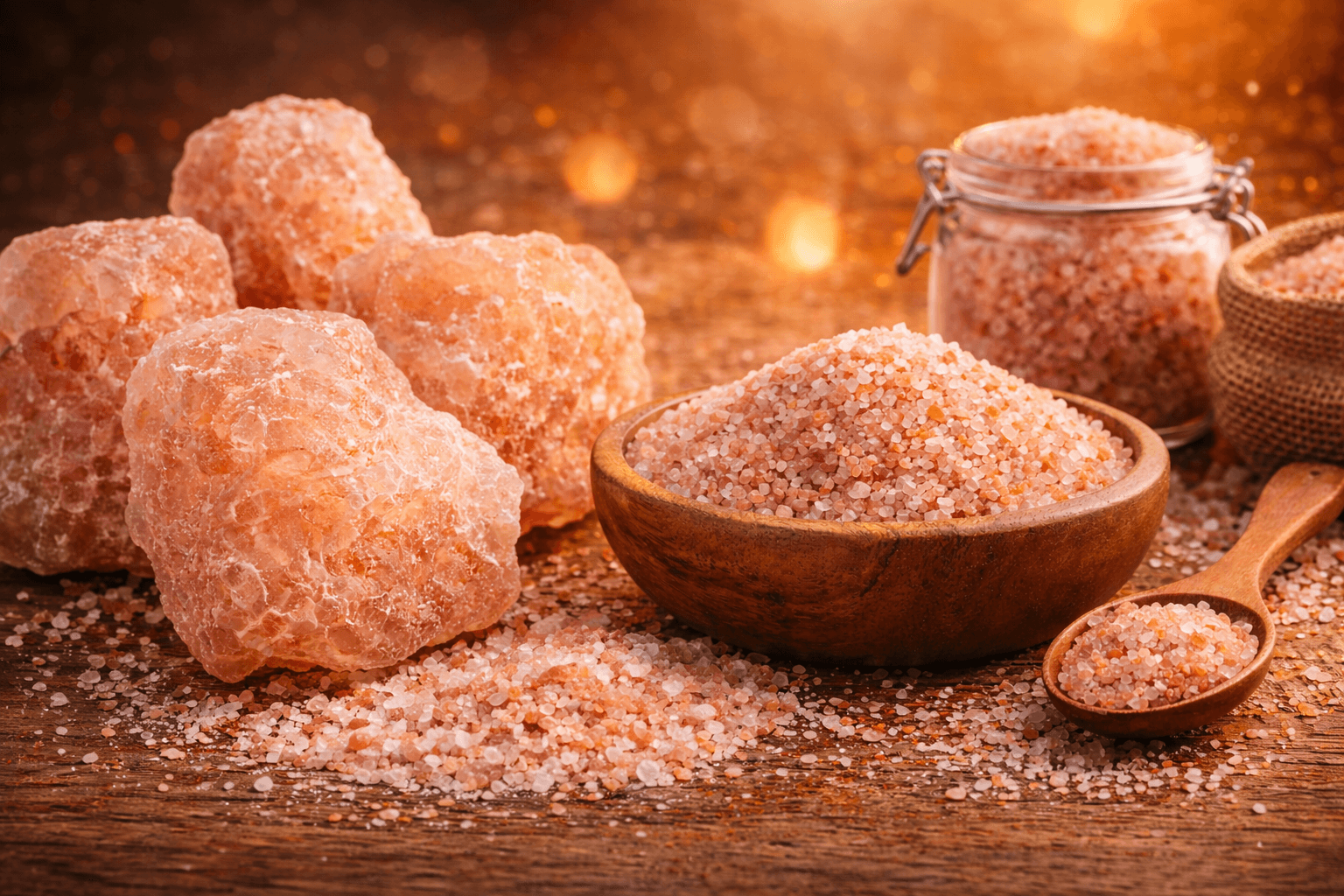 Pink salt crystals